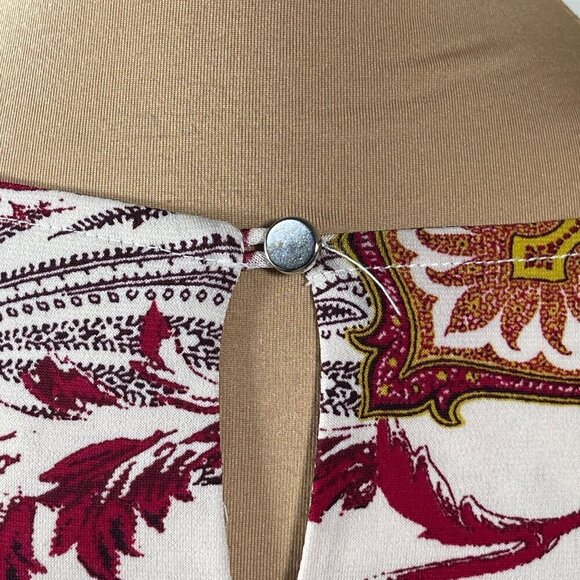 Est. 1946 Swing Dress Paisley Bell sleeve Stretch Mustard Maroon Size M Medium - Picture 4 of 8